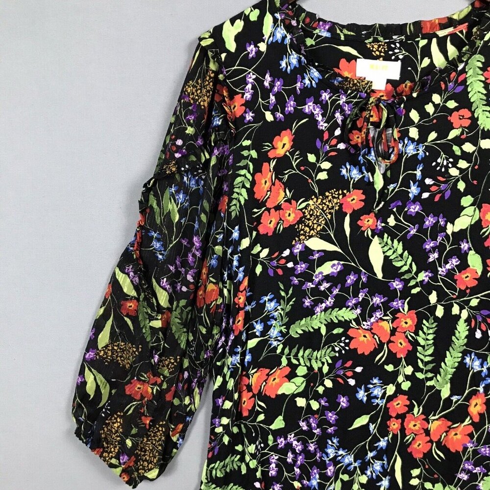 Anthropologie Maeve Floral Blouse with Sheer Gathered Sleeves - Picture 7 of 16